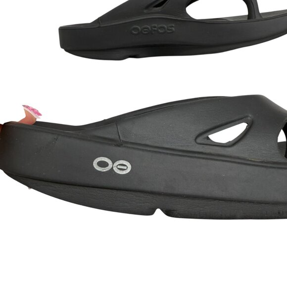 OOFOS OOriginal Black Thong Recovery Sandals Women's Size 9 Men's size 7 - Picture 7 of 9